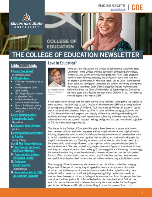 COE Newsletter, Spring 2023, front page